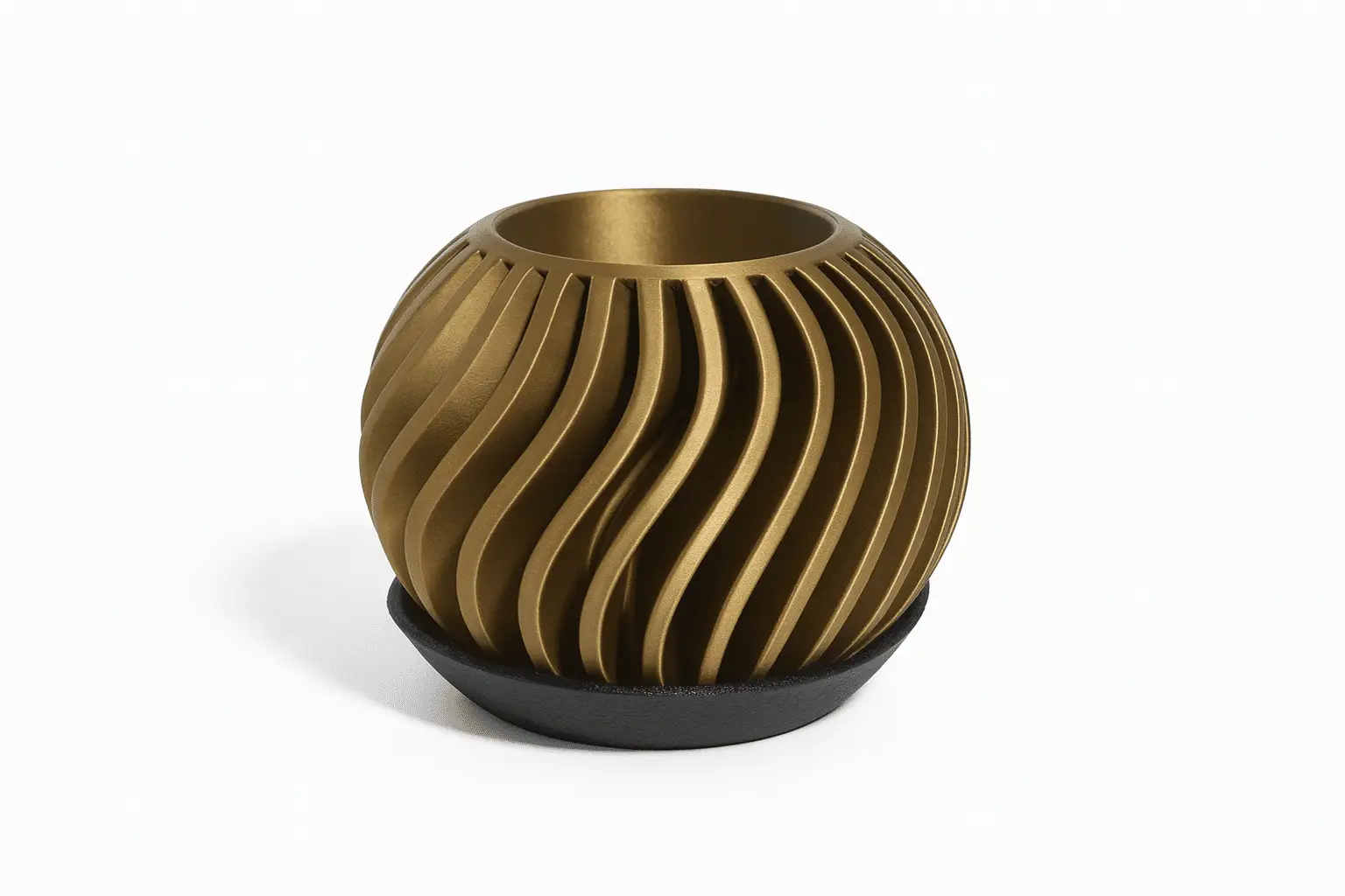 3D Nyomtatott Váza – Arany és Fekete, Hullámvonalas Design