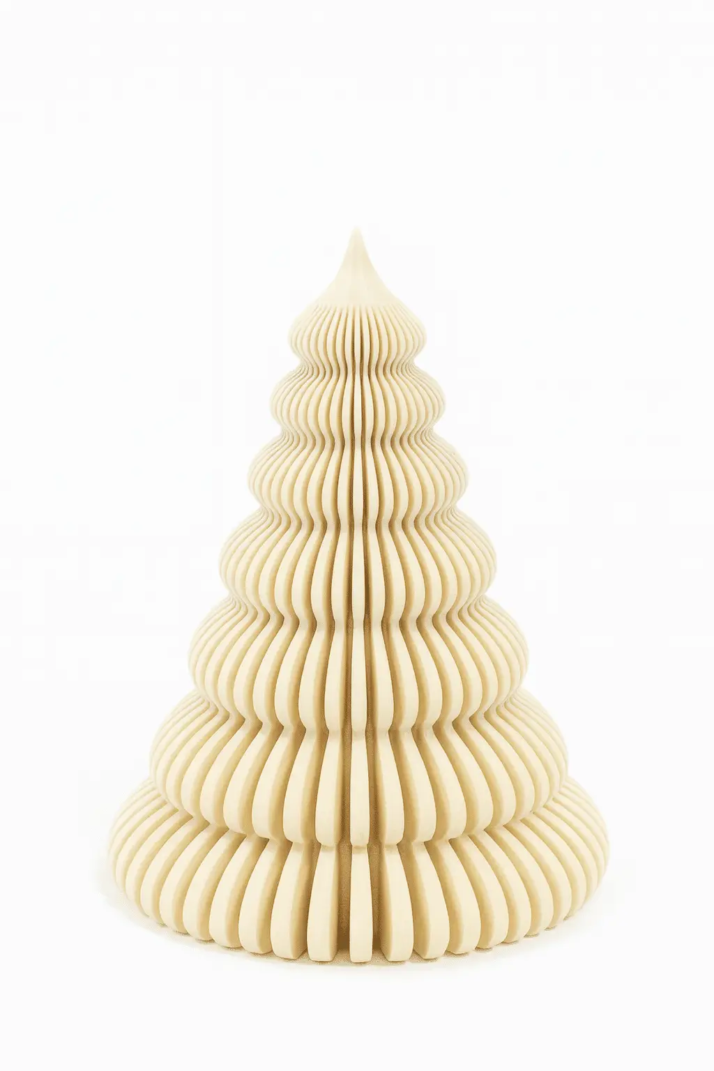 3D Nyomtatott Karácsonyfa Dekoráció – Krémszín, Modern Bordázott Design