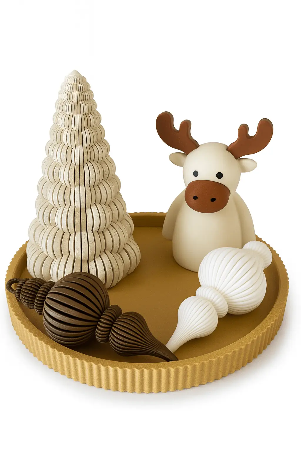 3D Nyomtatott Karácsonyi Dekor Szett – Szarvas, Fenyőfa és Díszek