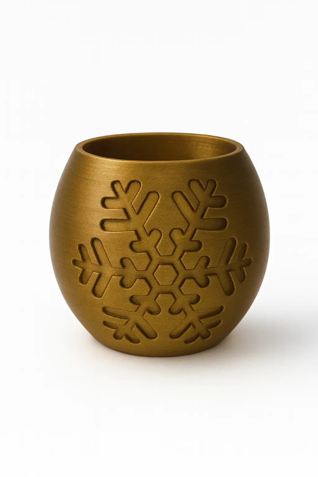 3D Nyomtatott Karácsonyi Mécsestartó – Arany Hópelyhes