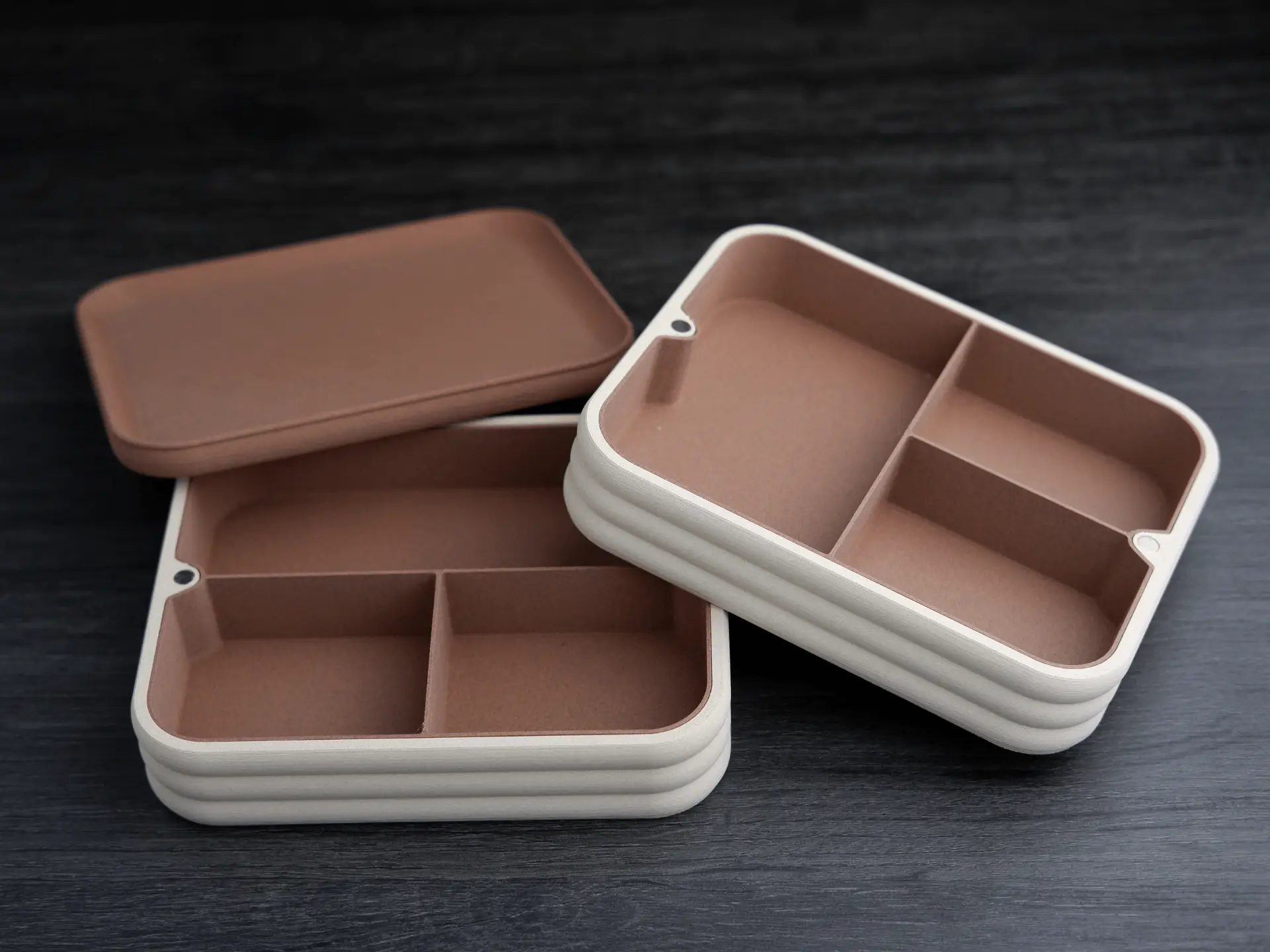 3D Nyomtatott Tároló Szett – Fehér és Terrakotta, Rendszerező Tálcák