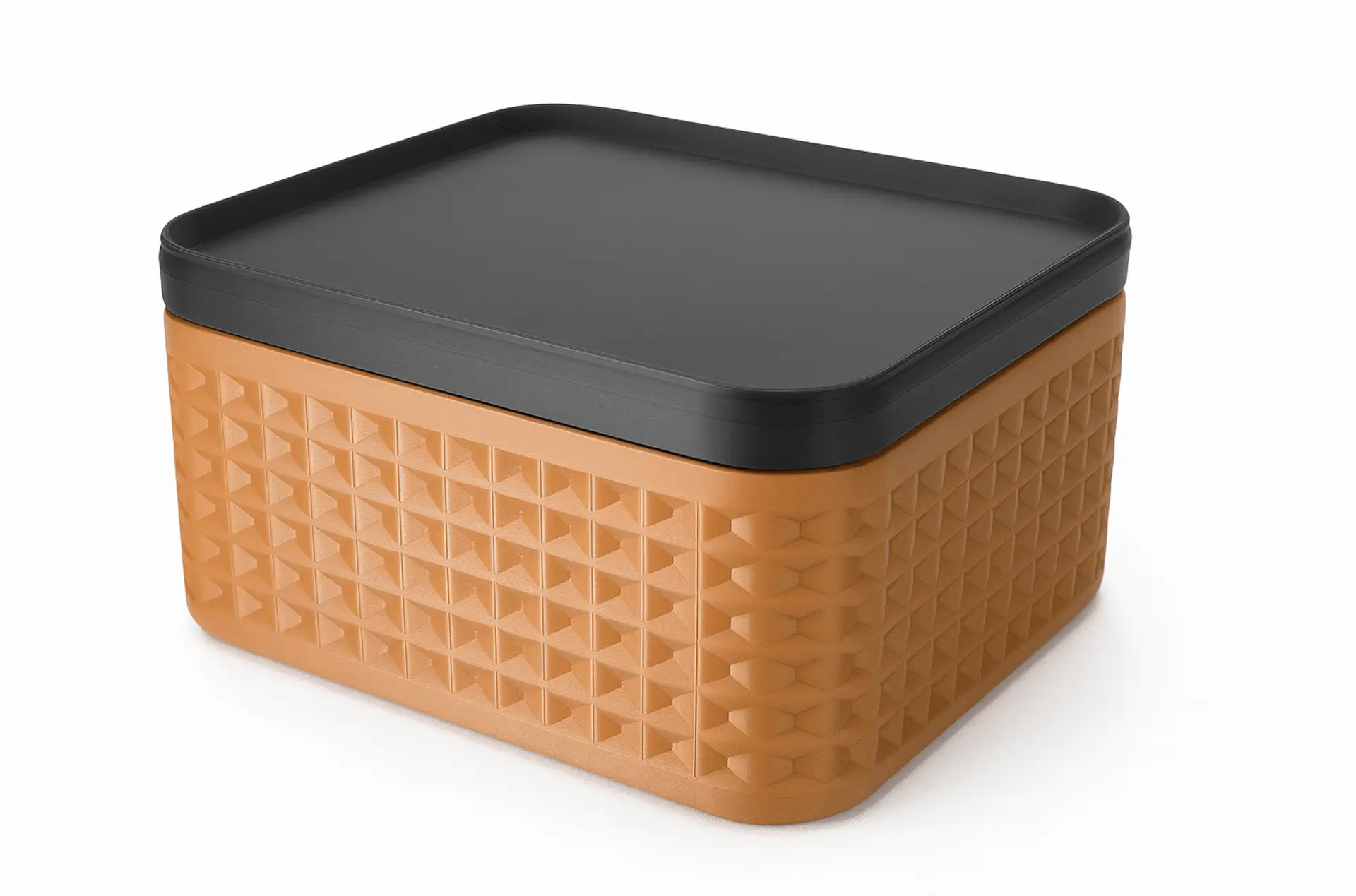 3D Nyomtatott Tárolódoboz – Terrakotta és Fekete, Modern Textúrával