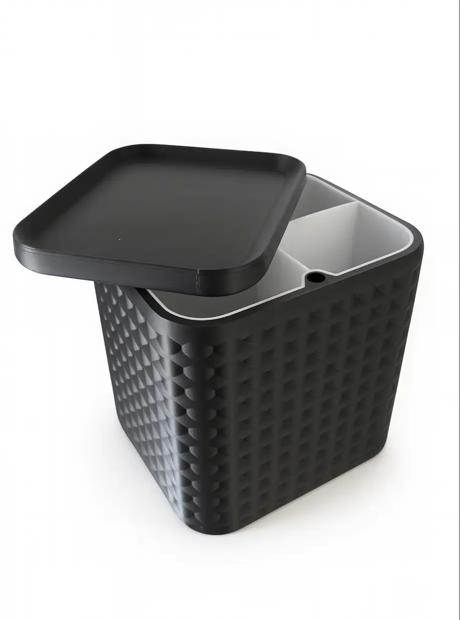 3D Nyomtatott Tárolódoboz – Fekete és Fehér, Geometrikus Mintázattal