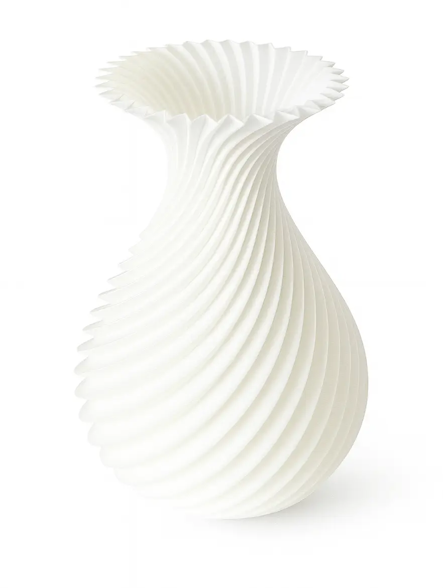 3D Nyomtatott Váza – Fehér, Spirál Mintás