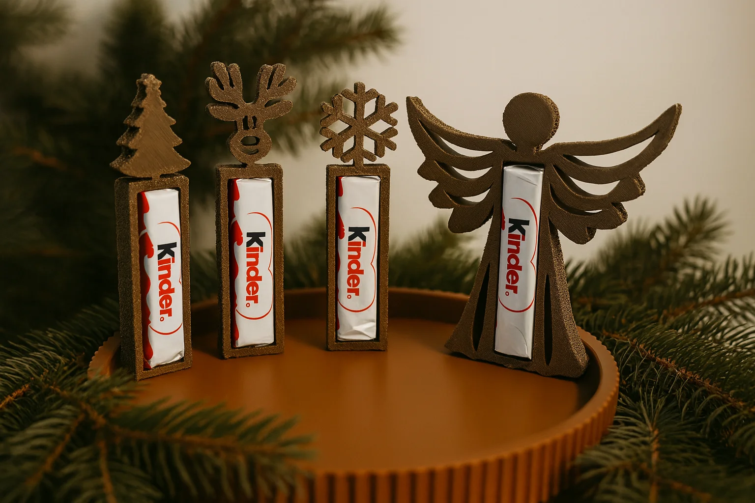 3D nyomtatott karácsonyi Kinder-szelet tartó – többféle mintával!