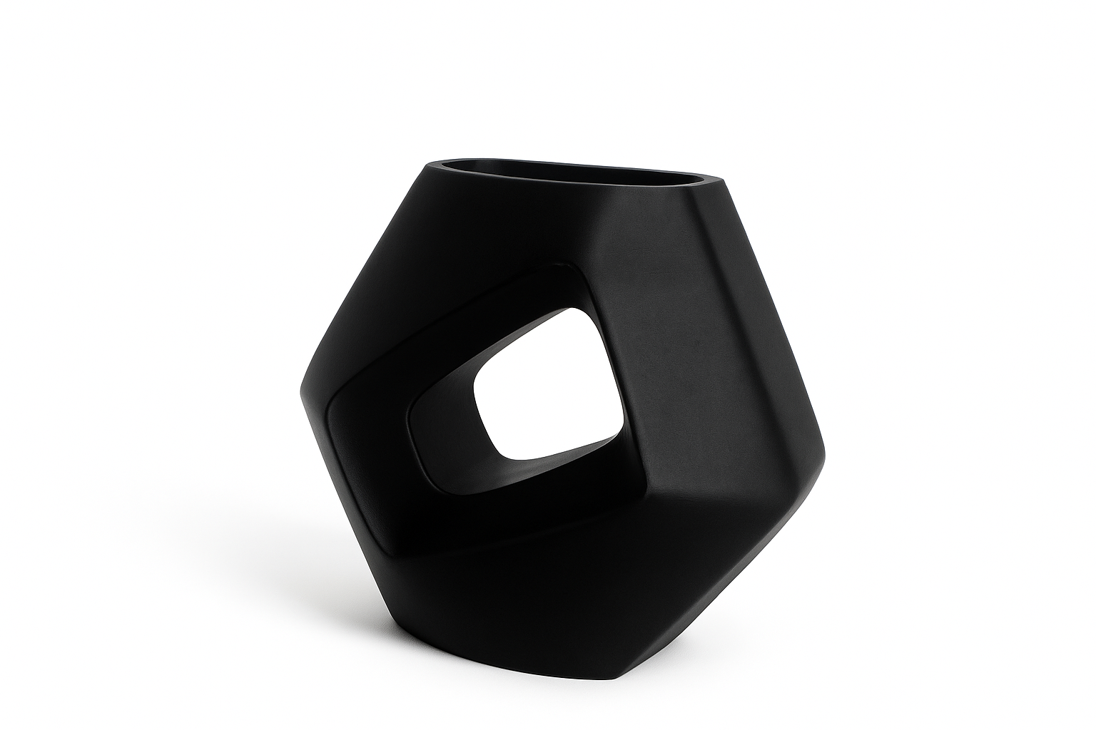 Modern Geometrikus Váza – Matt Fekete Elegancia