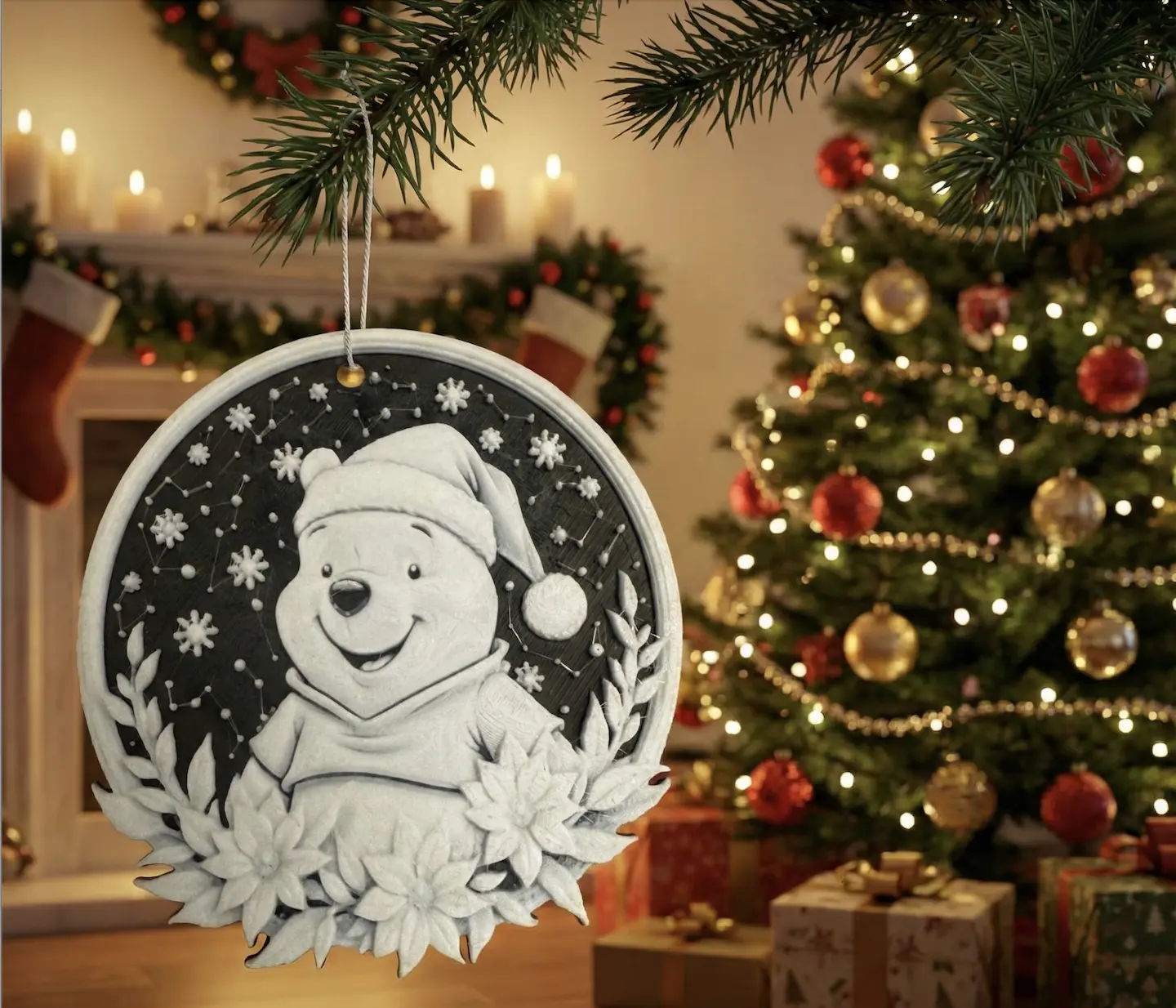 🍯🎄 Micimackós karácsonyfadísz – Téli varázslat a fa minden ágán! 🎄🍯