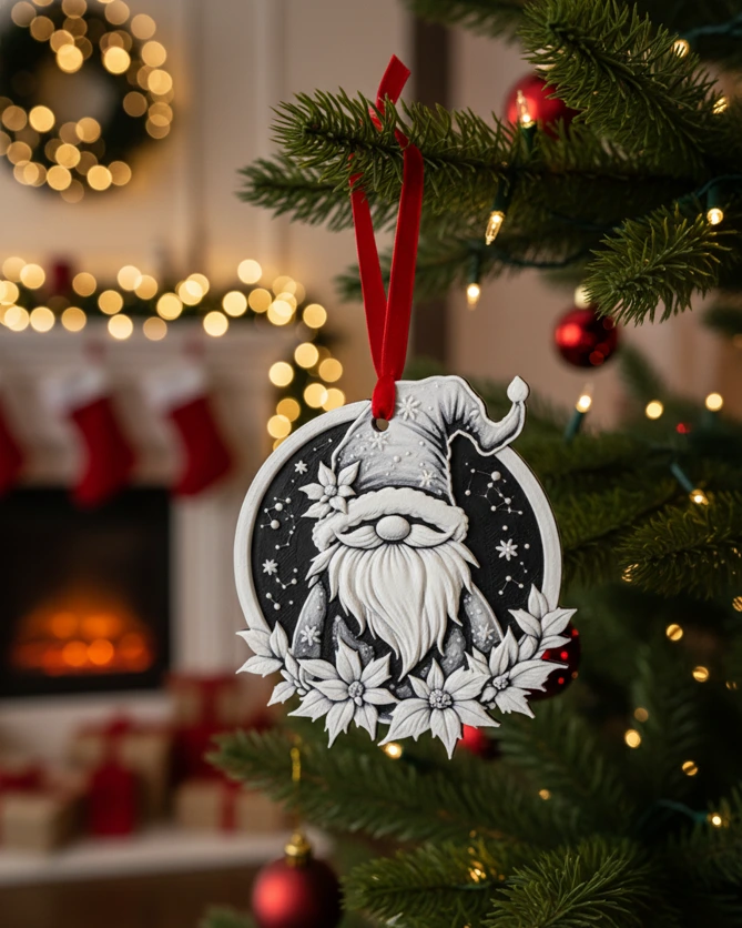 🎄 Mikulásos GNÓM – prémium 3D nyomtatott karácsonyfadísz