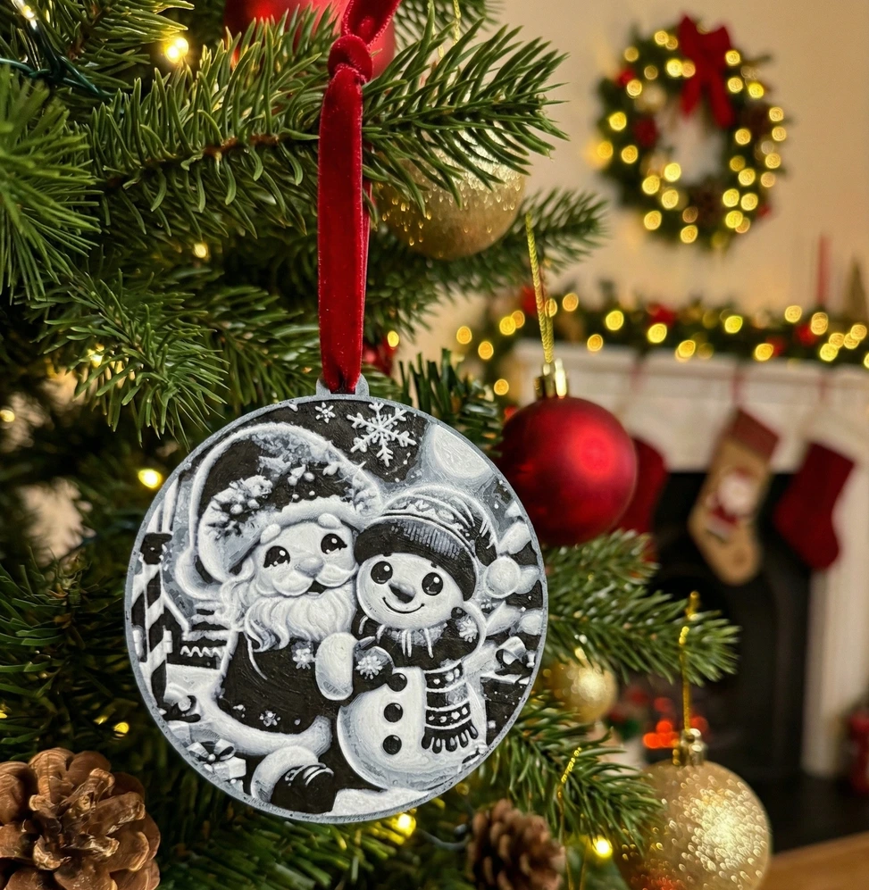 🎄 Mikulás és Hóember – 3D nyomtatott karácsonyfadísz