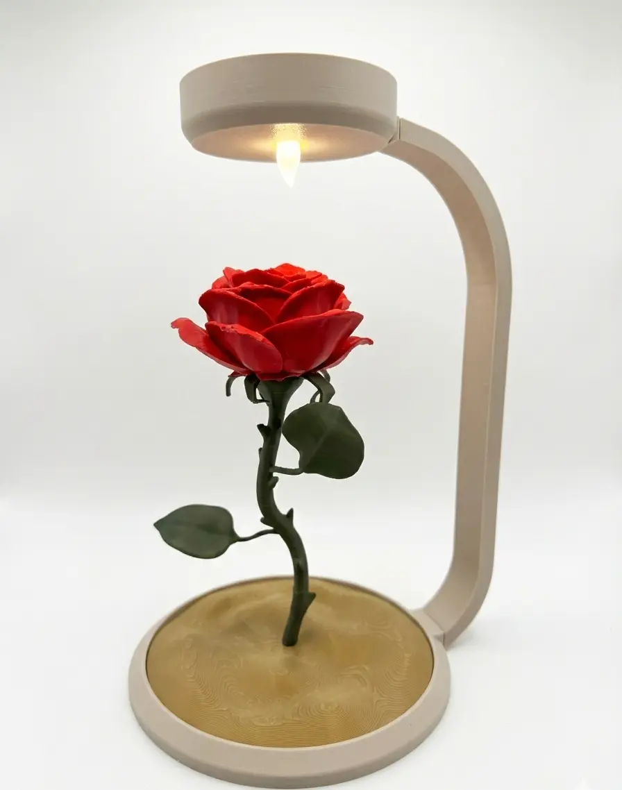 🌹✨ Valentin napi 3D nyomtatott örök rózsa LED mécsessel ✨🌹