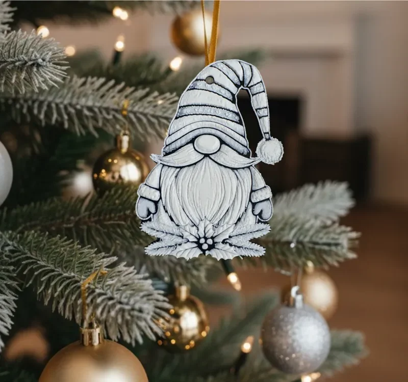 Csíkos sapkás manó karácsonyfadísz – 3D nyomtatott karácsonyfadísz
