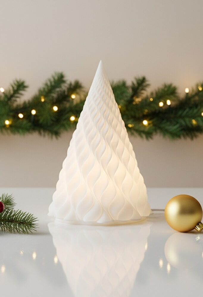 Pikkelyes fenyő lámpás – 3D nyomtatott adventi dekoráció