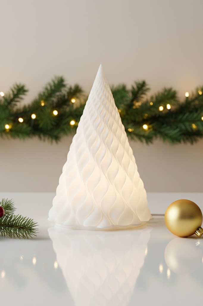 Pikkelyes fenyő lámpás – 3D nyomtatott adventi dekoráció
